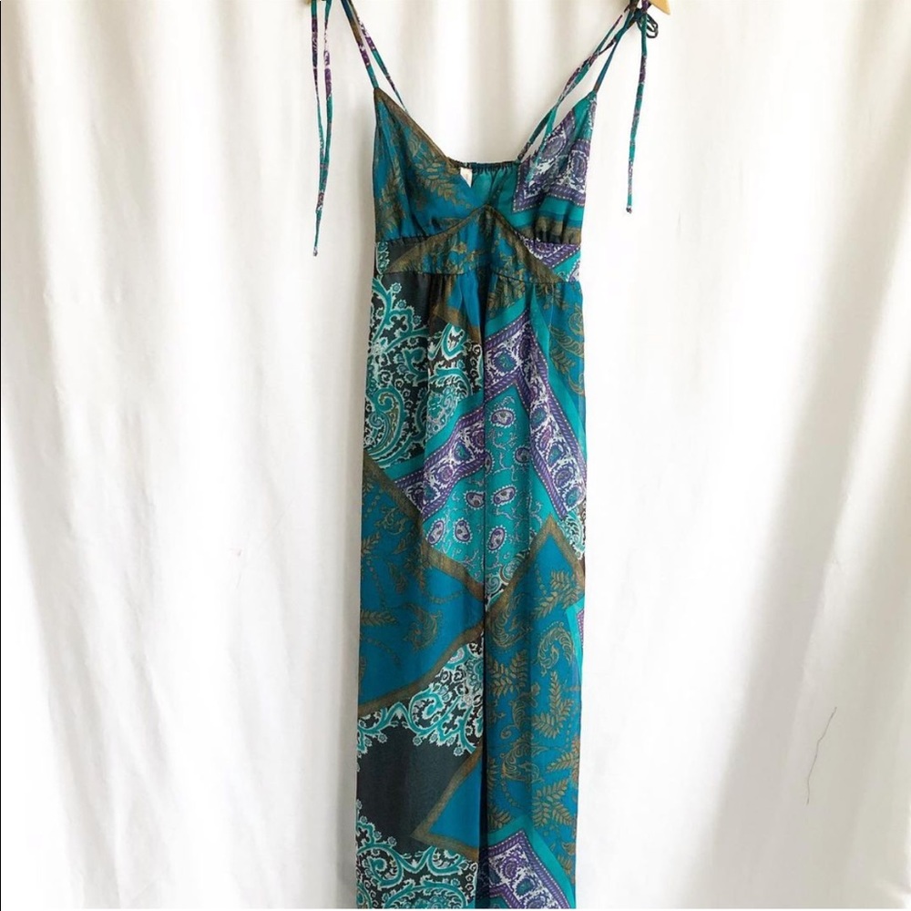 Amnesia boho print dress with tie straps